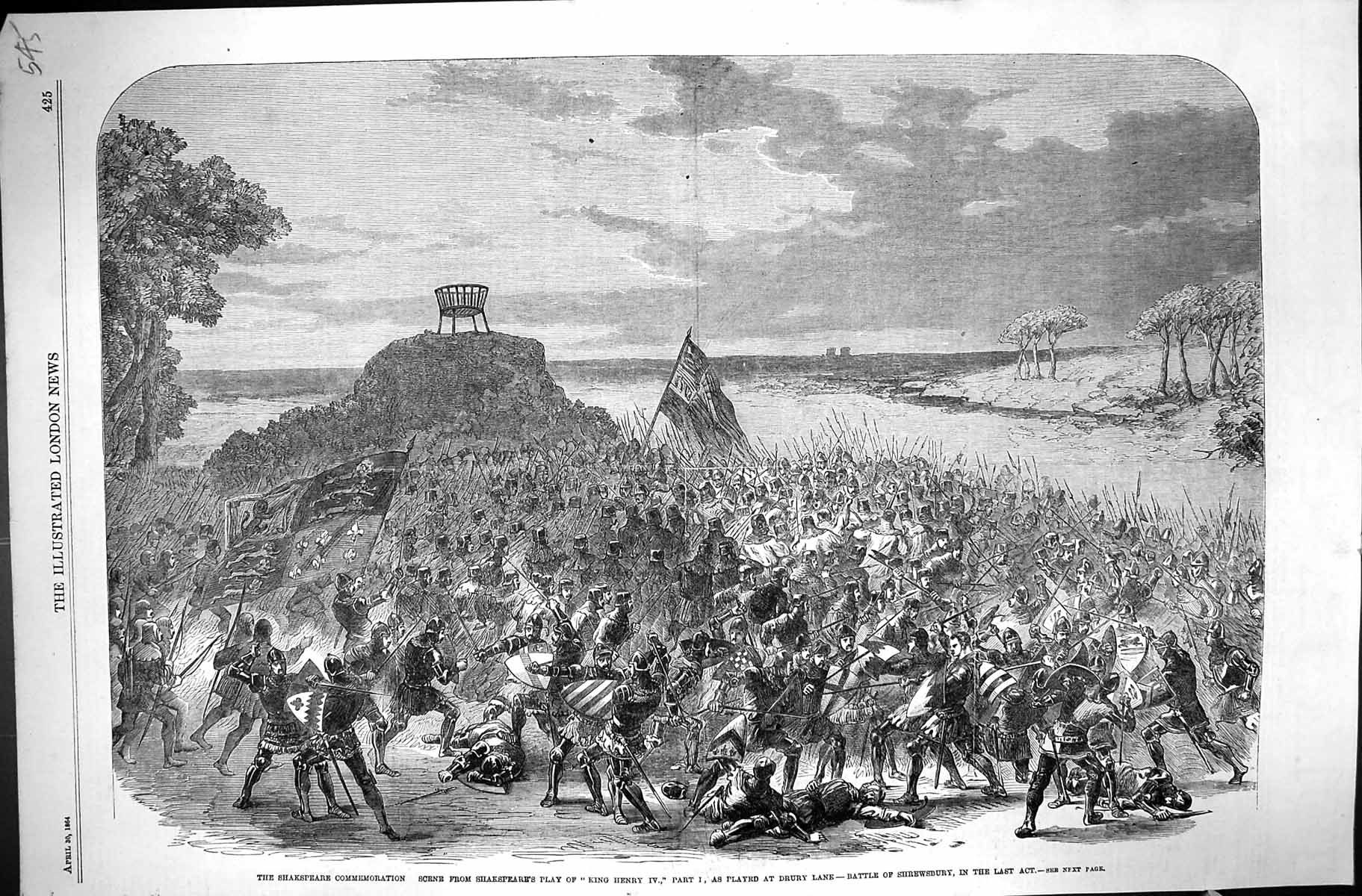 Old 1864 Shakspeare Commemoration Scene King Henry Drury Lane Theatre Victorian