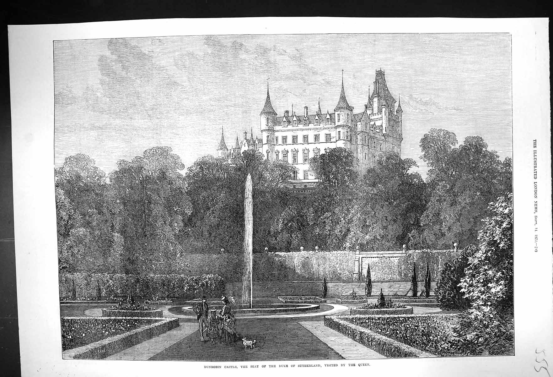 Old 1872 Dunrobin Castle Gardens Golspie Duke Sutherland Architecture Victorian
