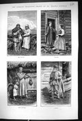 Antique Print 1877 Russian Peasantry Man Wif Children Moujik Walter Goodman