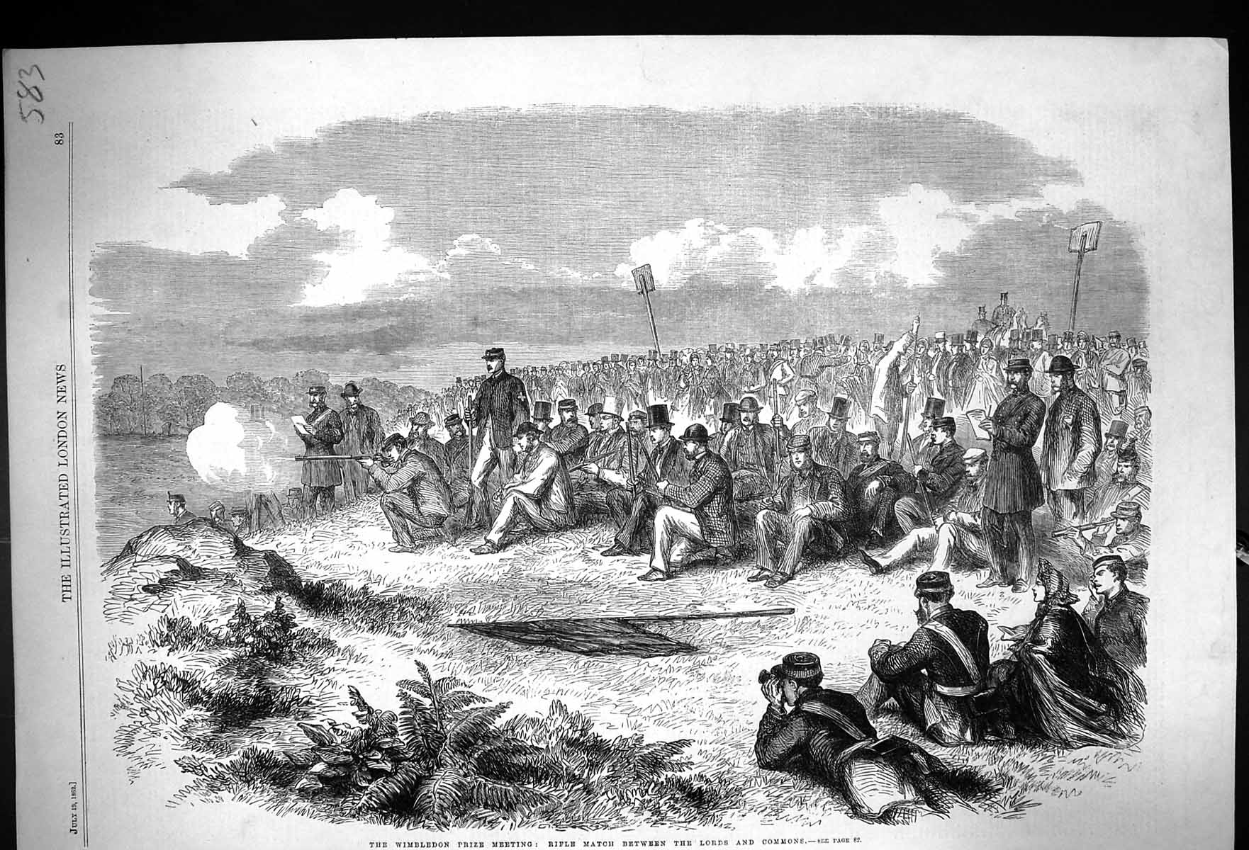 Antique Print 1862 Wimbledon Rifle Match Lords Commons Prize Meeting Sport 19th