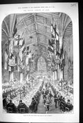 Original Old Antique Print 1873 Scene Dinner Lord Mayors Guildhall York England