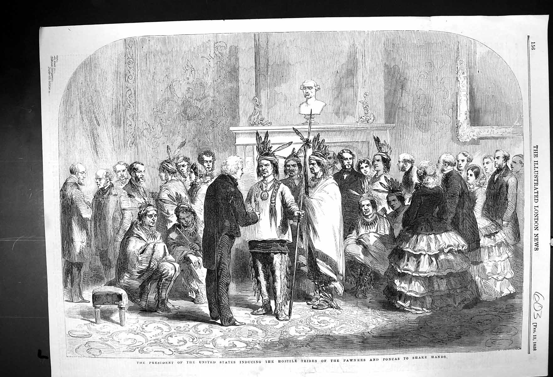 Old 1858 President United States America Hostile Tribes Pawnees Ponca Victorian
