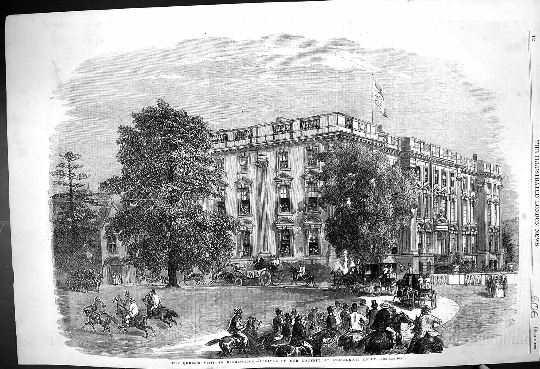 Old 1858 Queen Visit Birmingham Procession Stoneleigh Abbey Architect Victorian