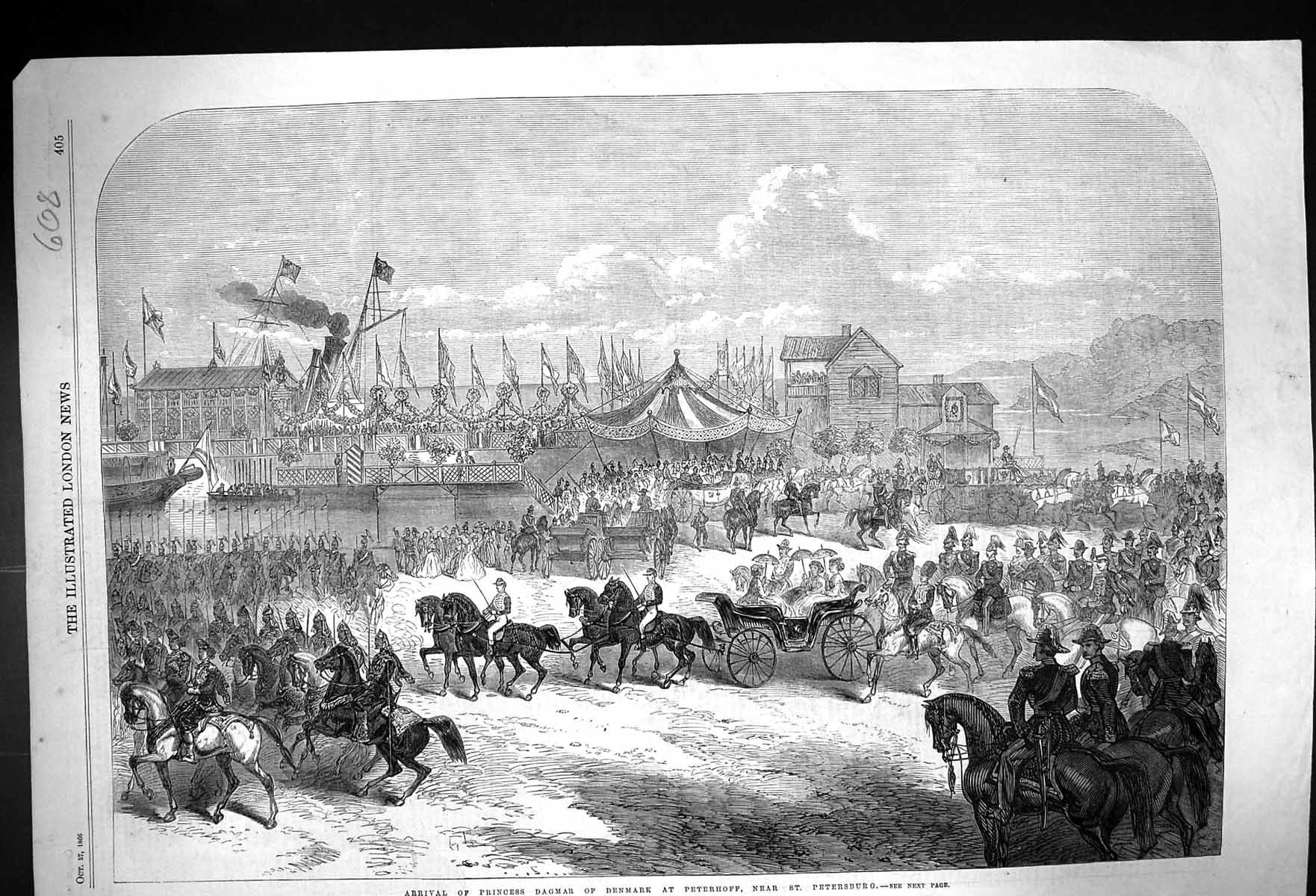 Antique Print 1866 Princess Dagmar Denmark Peterhoff St. Petersburg Russia S