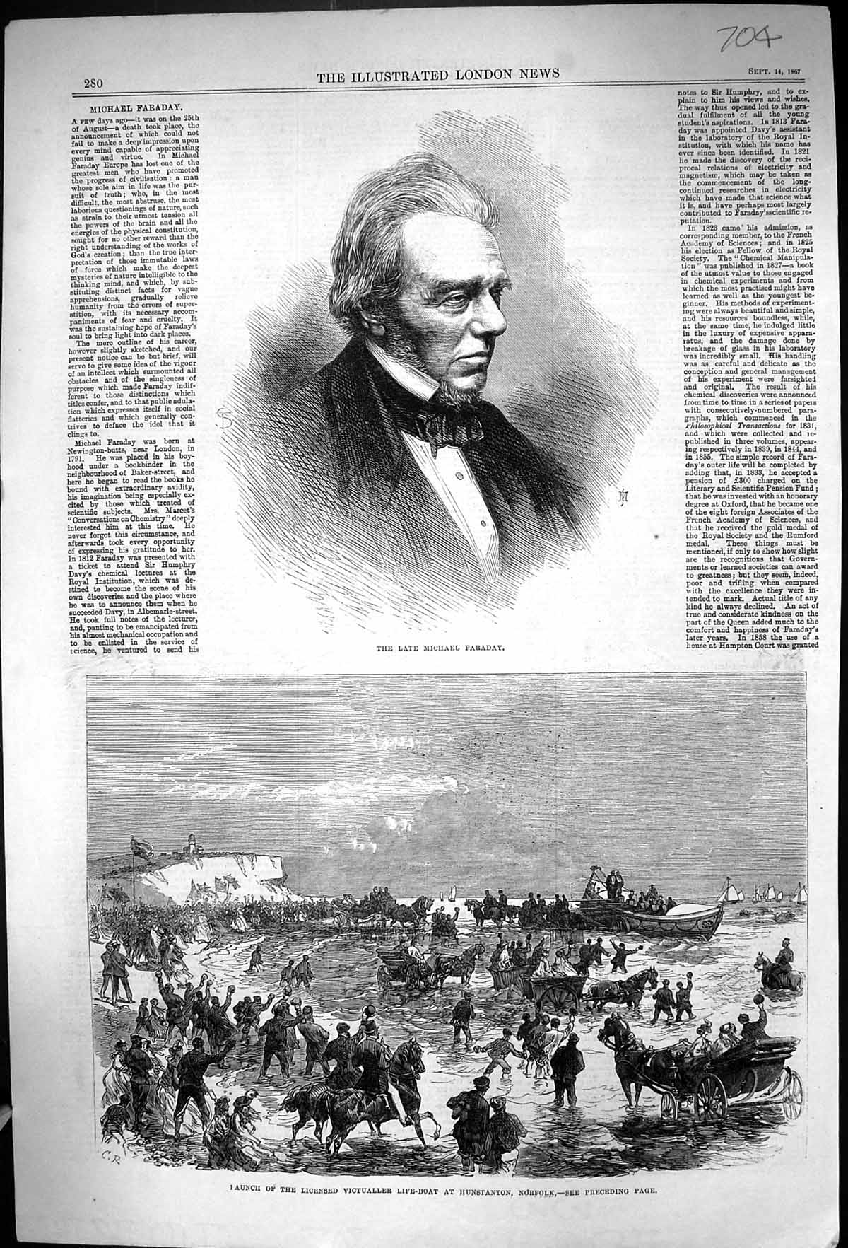 Old 1867 Michael Faraday Launch Victualler Life-Boat Hunstanton Norfo Victorian