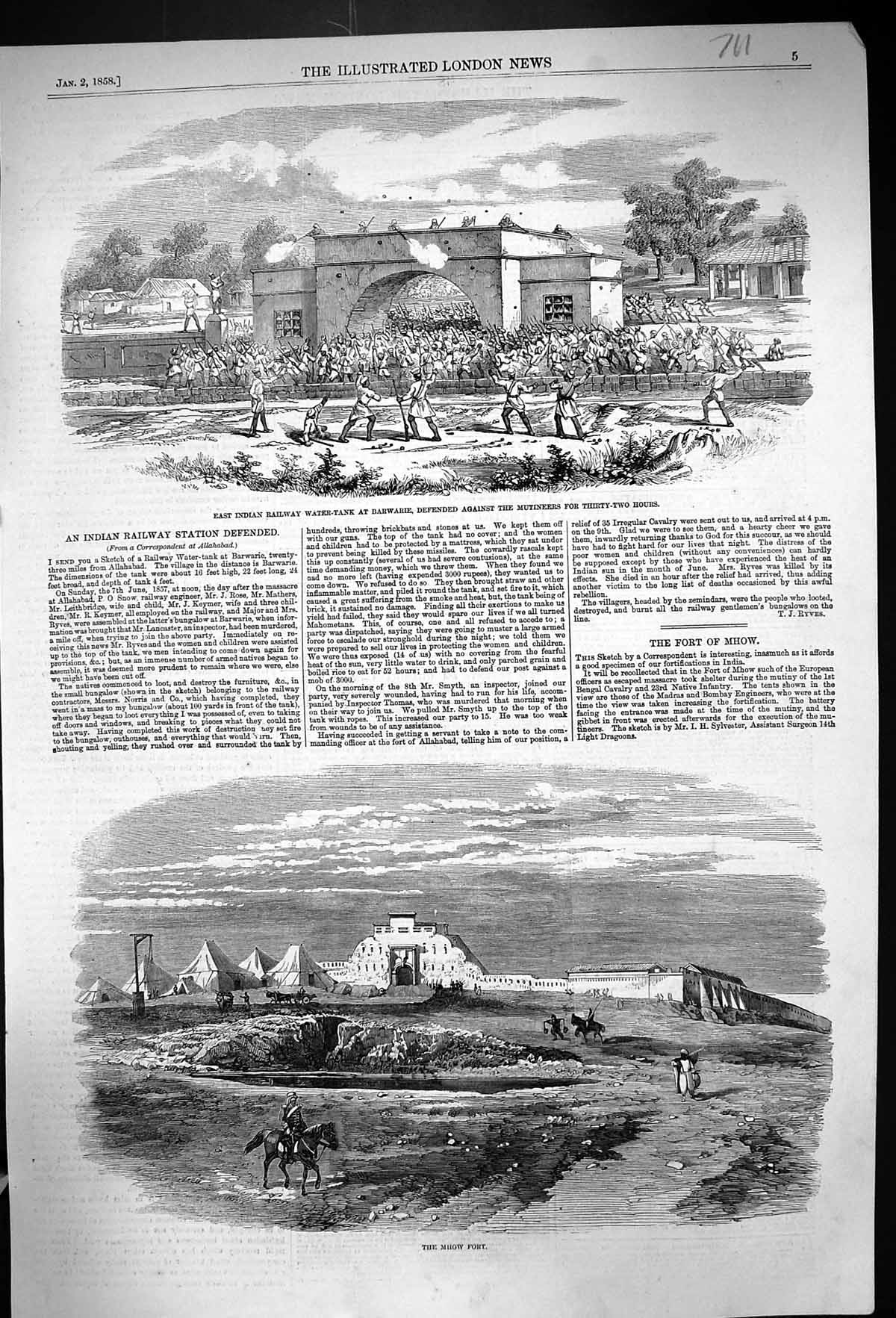 Old 1858 Indian Railway Water Tank Barwarie Mutineers Fort Mhow India Victorian