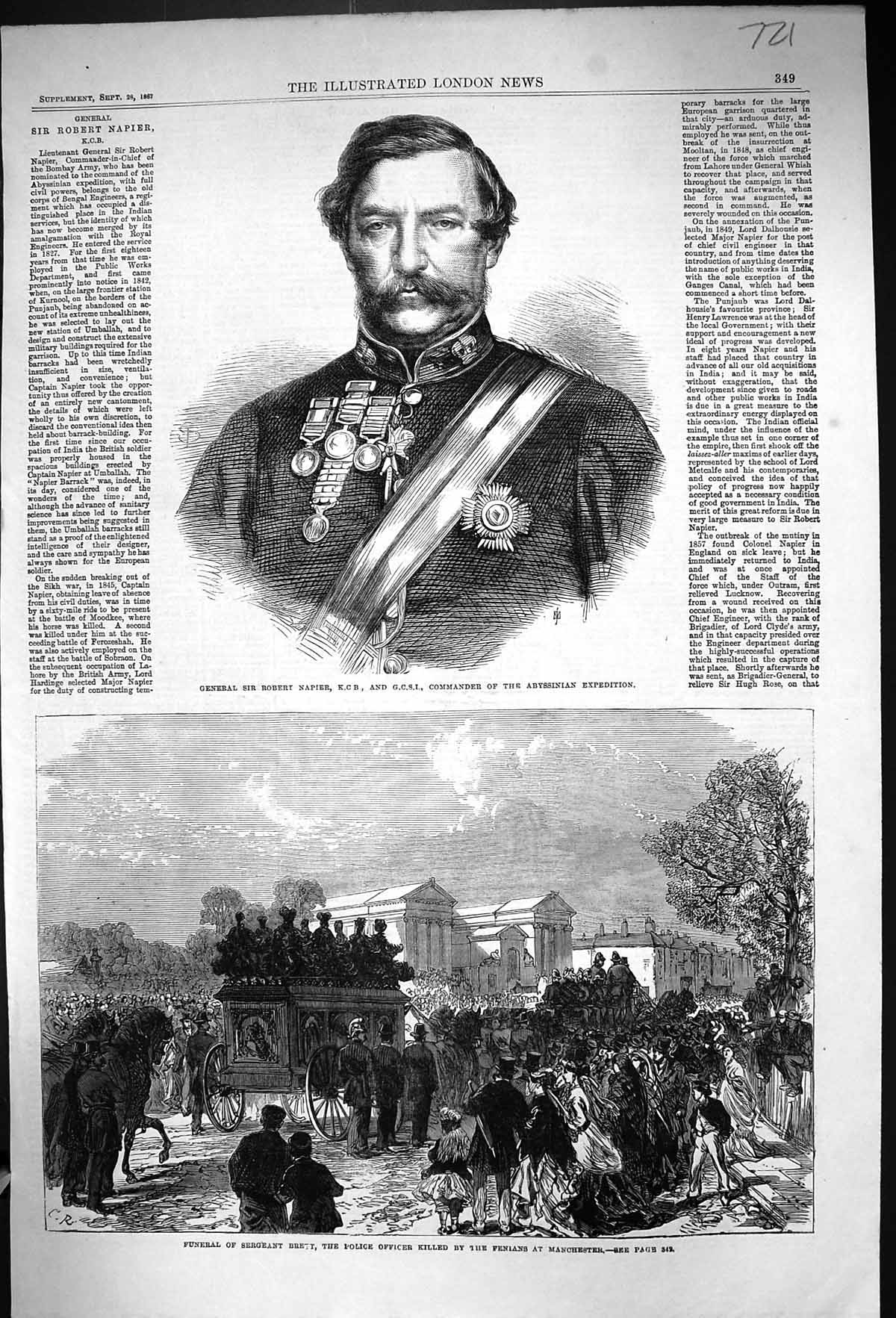 Old 1867 General Robert Napier Abyssinia Funeral Sergeant Brett Polic Victorian