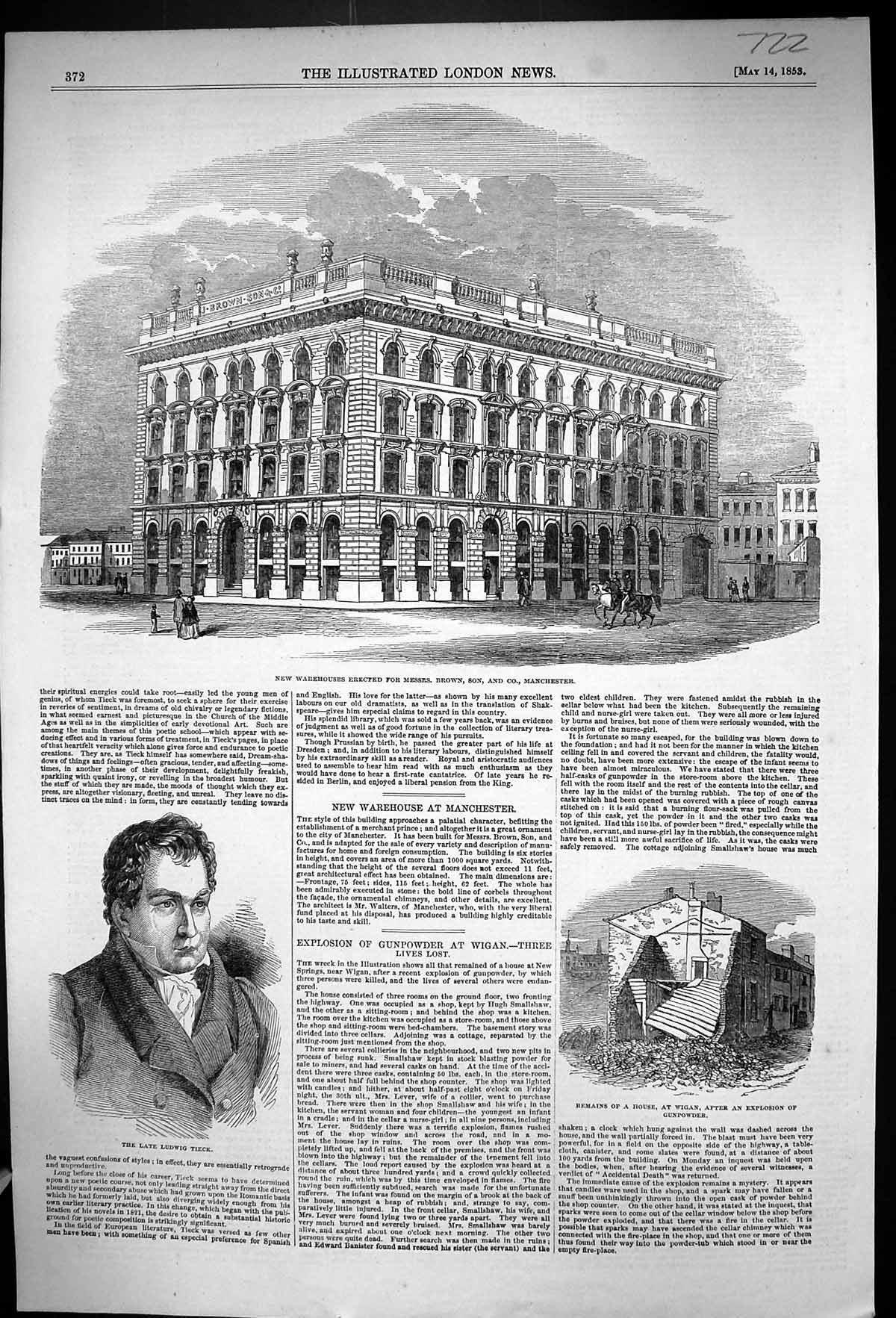 Old 1853 Warehouses Brown Manchester Ludwig Tieck House Wigan Gunpowd Victorian