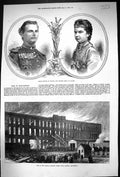 Antique Print 1873 Prince LeopBavaria Princess Gisela Austria Railway Works
