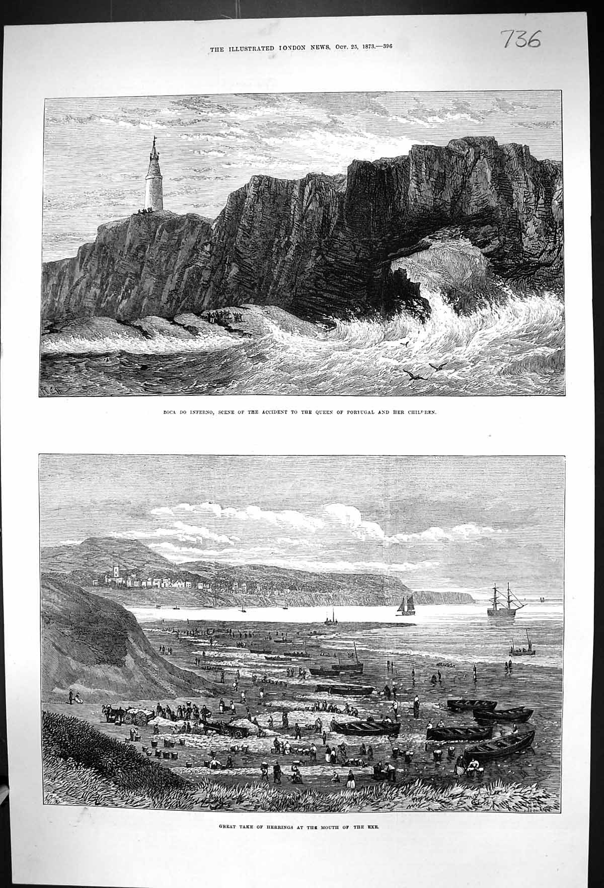 Old 1873 Boca Inferno Accident Queen Portugal Herring Fishing Exe Boa Victorian