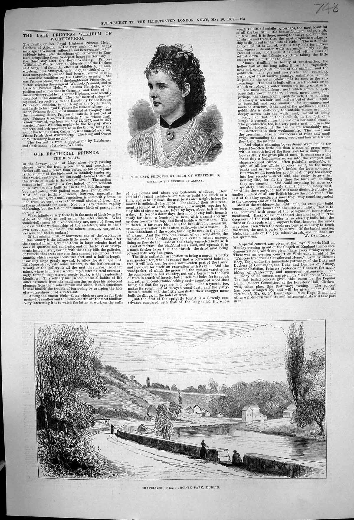 Old 1882 Princess Wilhelm Wurtemburg Chapelizod Phoenix Park Dublin I Victorian