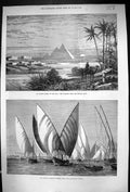 Old 1874 Pyramids Egypt Boulak Road Nile Cairo Dahabeahs Sailing Yach Victorian