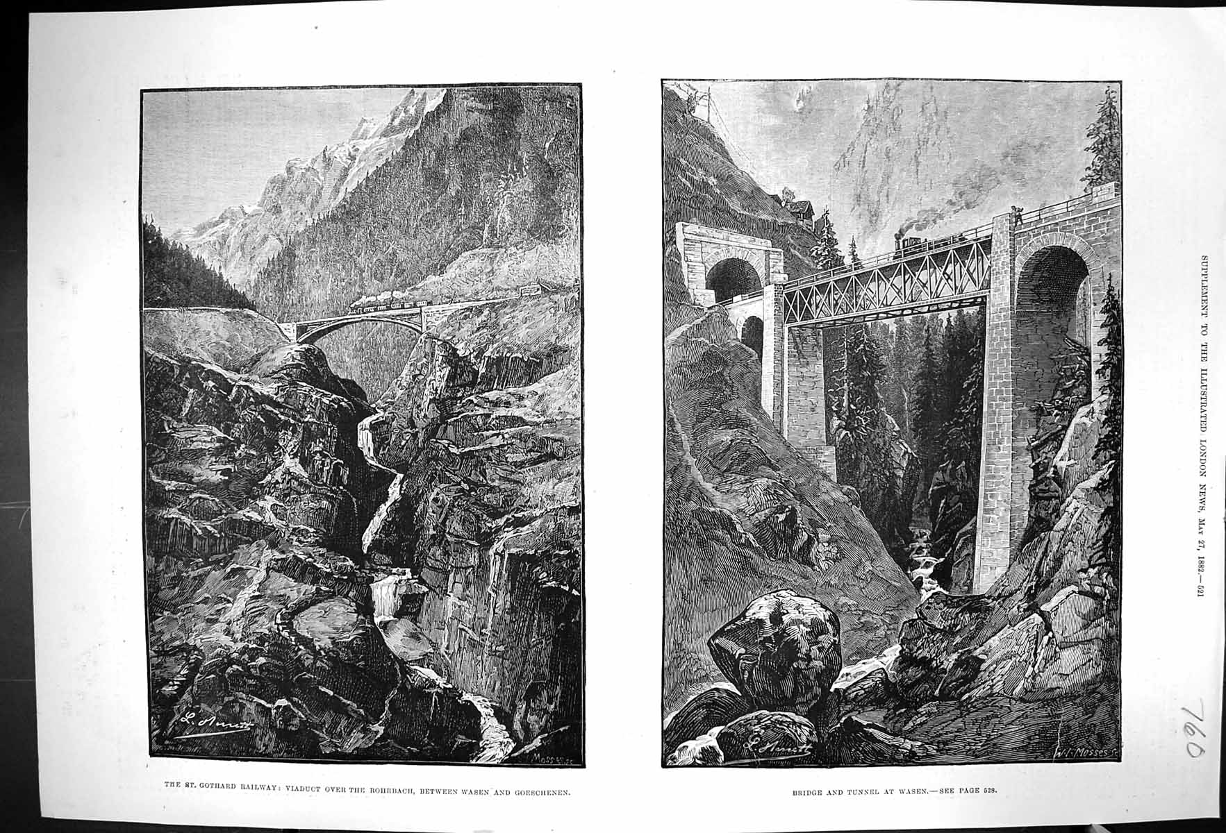 Old 1882 St. Gothard Railway Viaduct Rohrbach Wasen Goeschenen Bridge Victorian