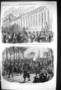 Old Print 1859 French Siers Italy Prince Eugene Barracks Paris Zouaves V 19th