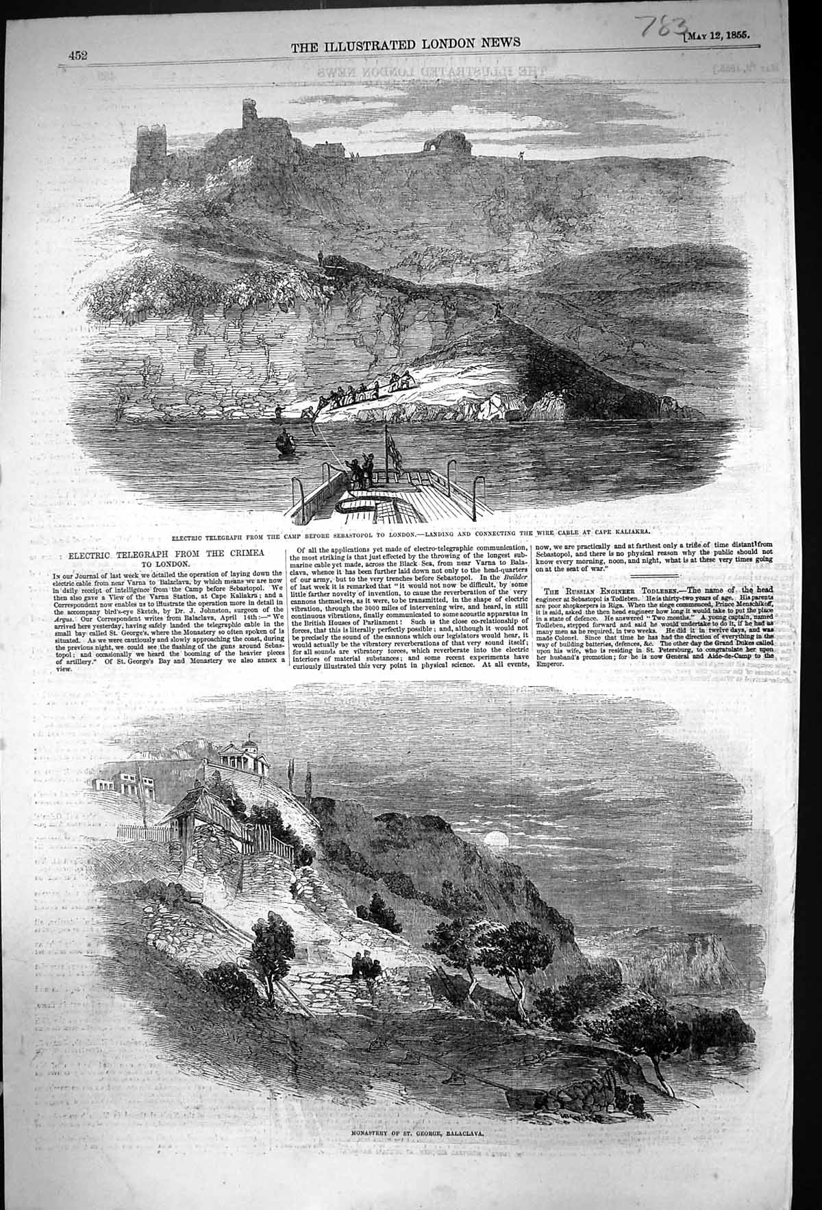 Old 1855 Monastery St. George Balaclava Electric Telegraph Camp Sebas Victorian