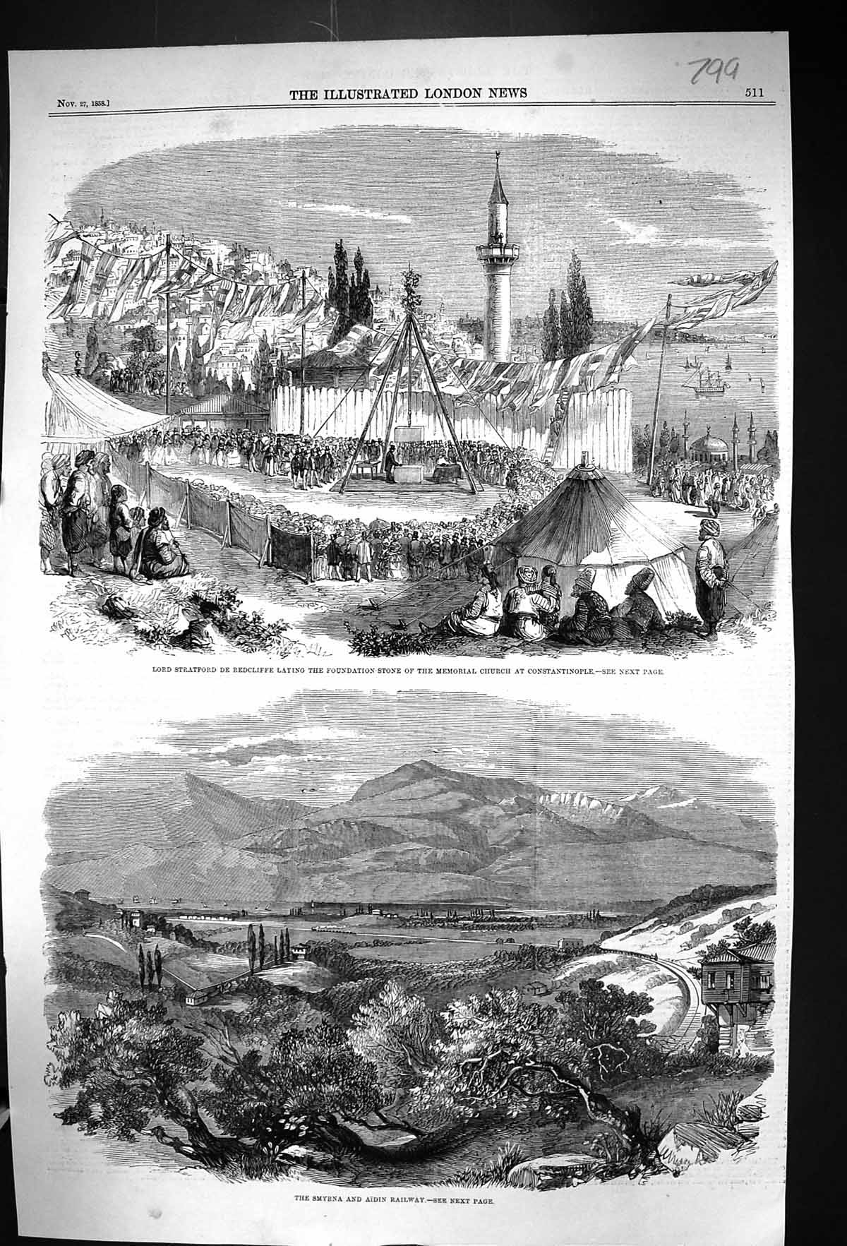 Old 1858 Lord Stratford Redcliffe Memorial Church Constantinople Smyr Victorian