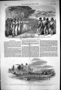 Old Antique Print 1849 Turkish Siers Drill Sultan State Barge River Boat 19th