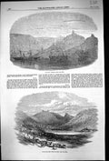 Old Antique Print 1854 Balaclava Harbour War Ships Port Mountains Antuque 19th