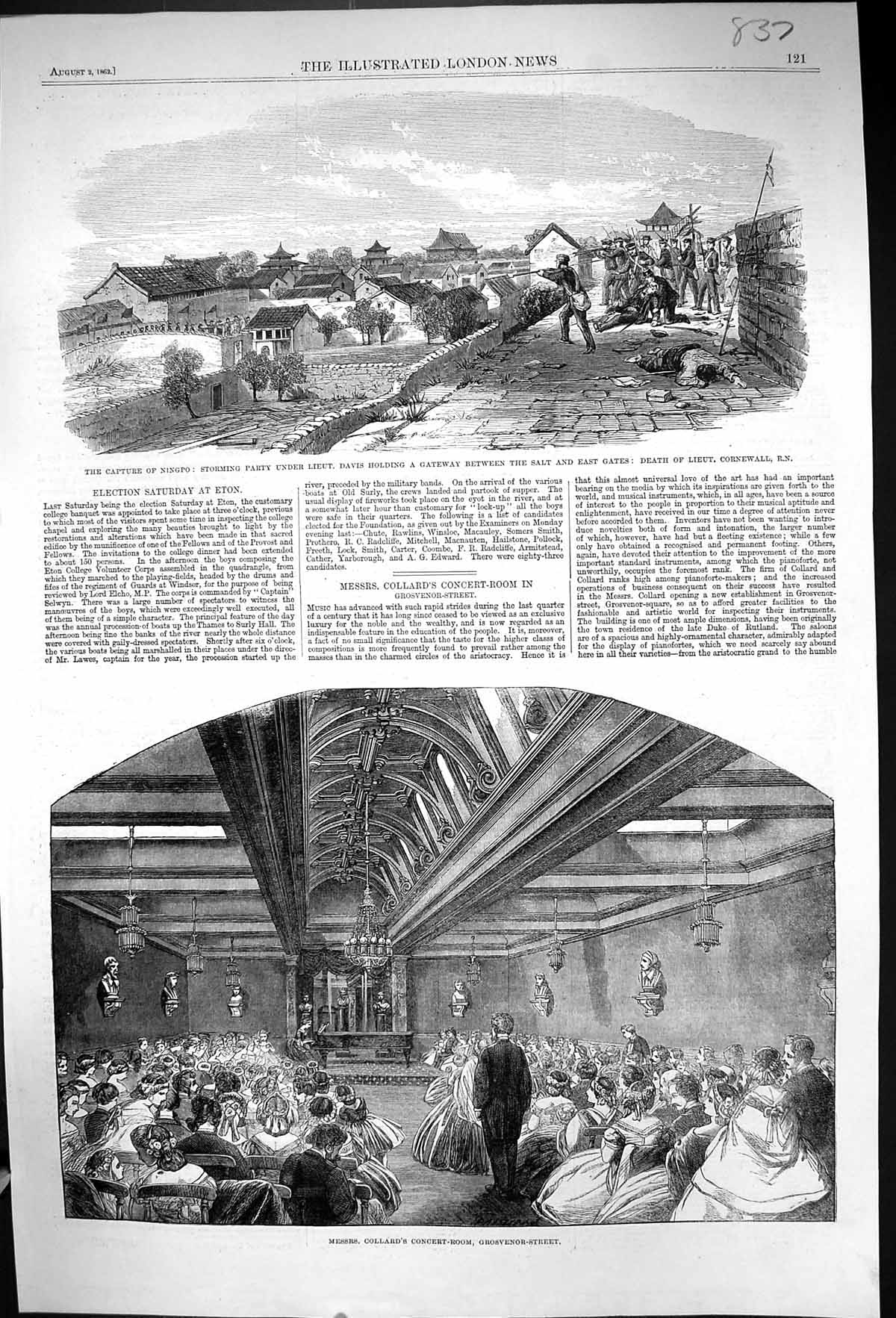 Old 1862 Capture Ningpo Davis Death Cornewall Collard Concert Grosven Victorian