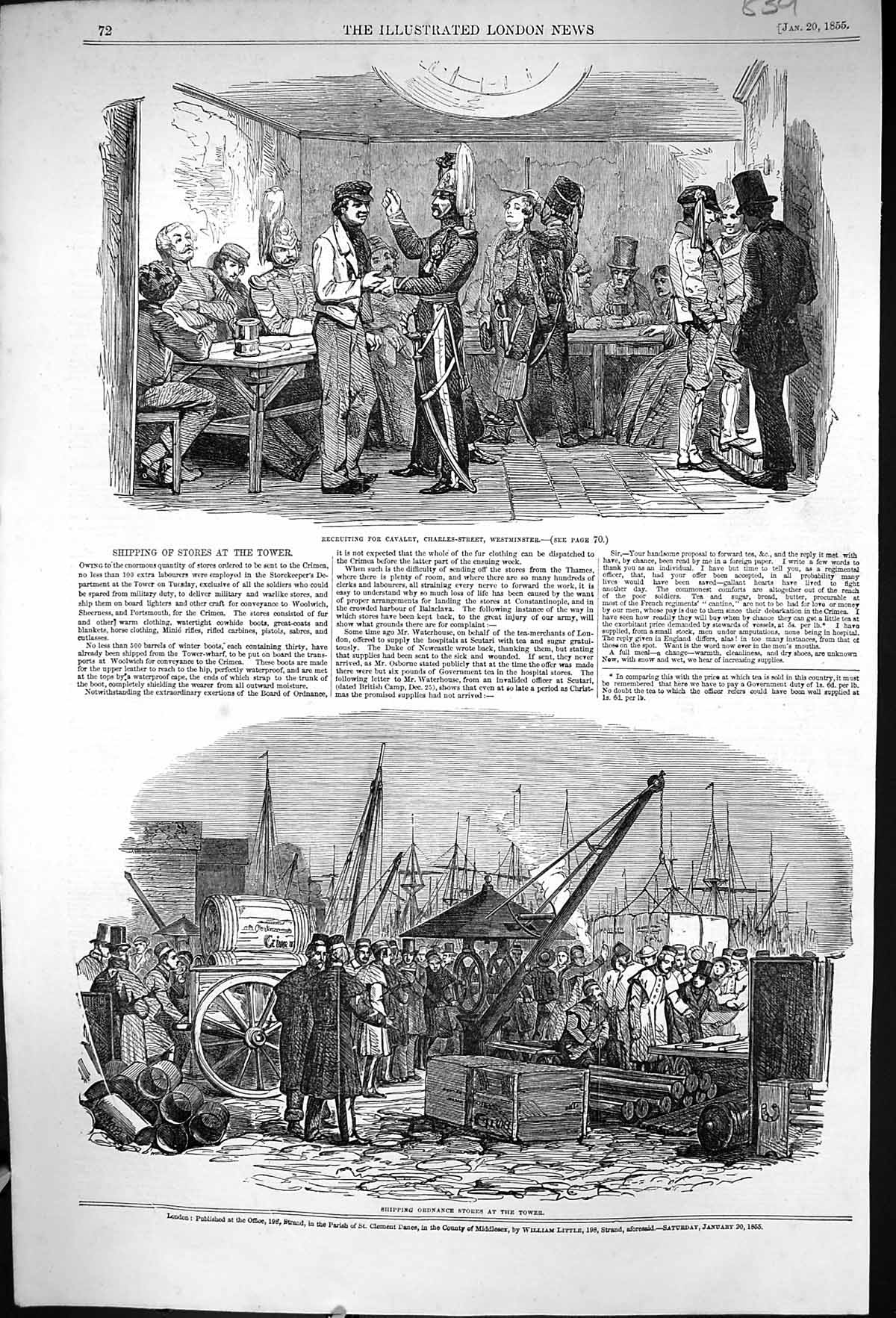 Old 1855 Shipping Ordnance Stores Ships Cavalry Recruiting Westminste Victorian