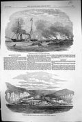 Old 1854 Destruction Sunlineh Ship Danube Baltschik Bulgaria Montagu Victorian