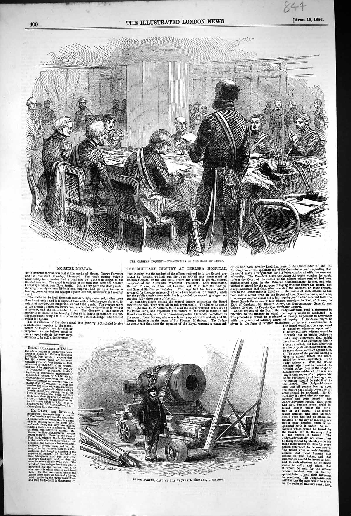 Old 1856 Crimea War Inquiry Examination Earl Lucas Mortar Vauxhall Fo Victorian