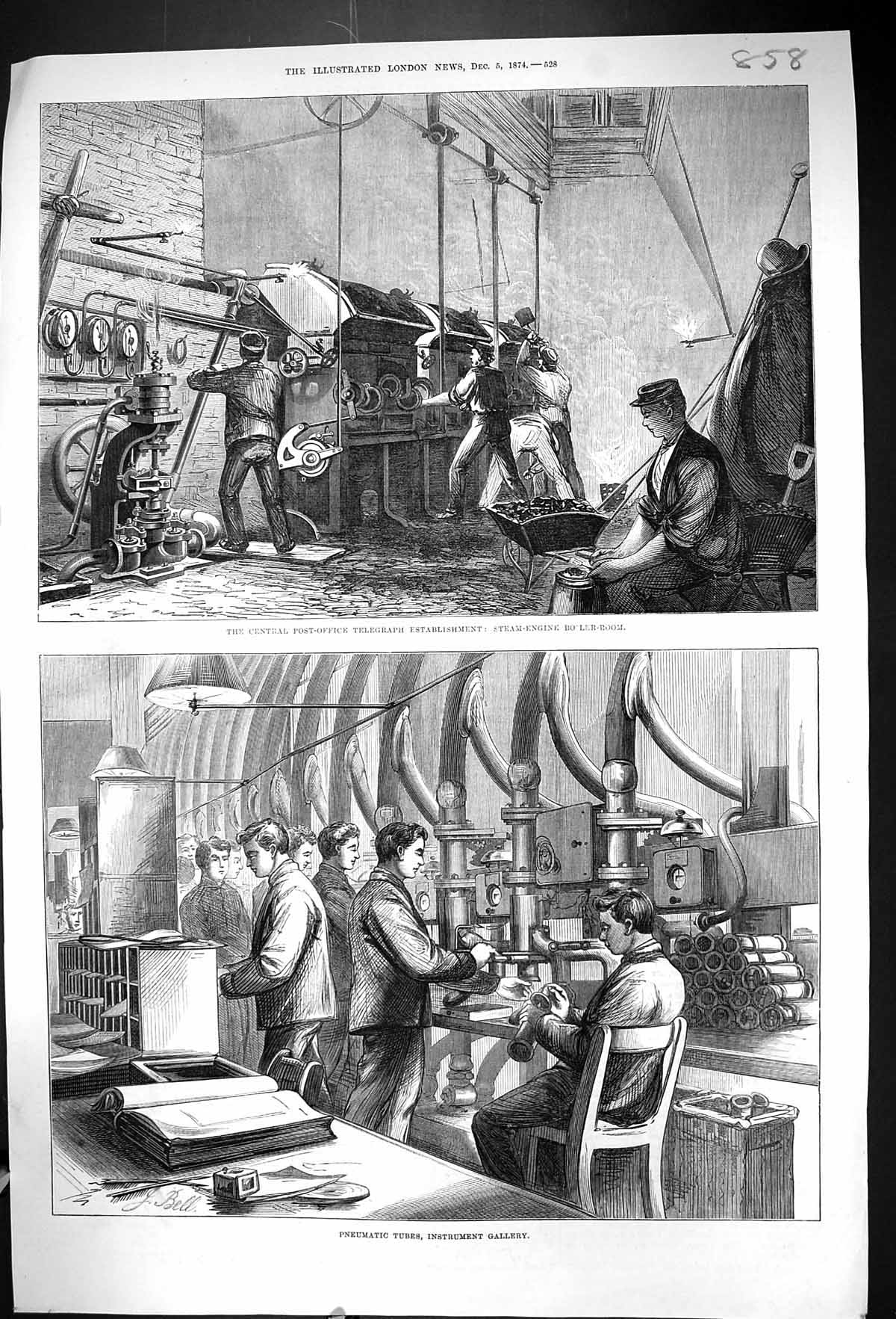 Old 1874 Post Office Telegraph Steam-Engine Boiler Room Pneumatic Tub Victorian