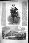 Antique Print 1856 Charles Kean Hamlet Music Hall Surrey Zoological Gardens