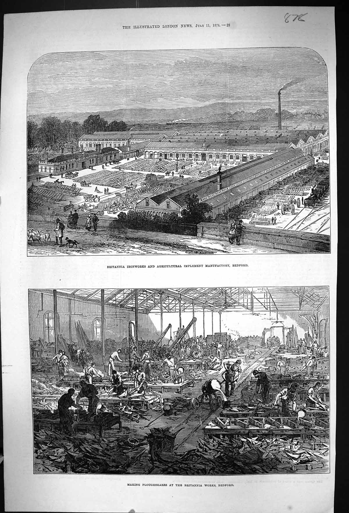 Old 1874 Britannia Ironworks Agricultural Manufactory Works Bedford P Victorian