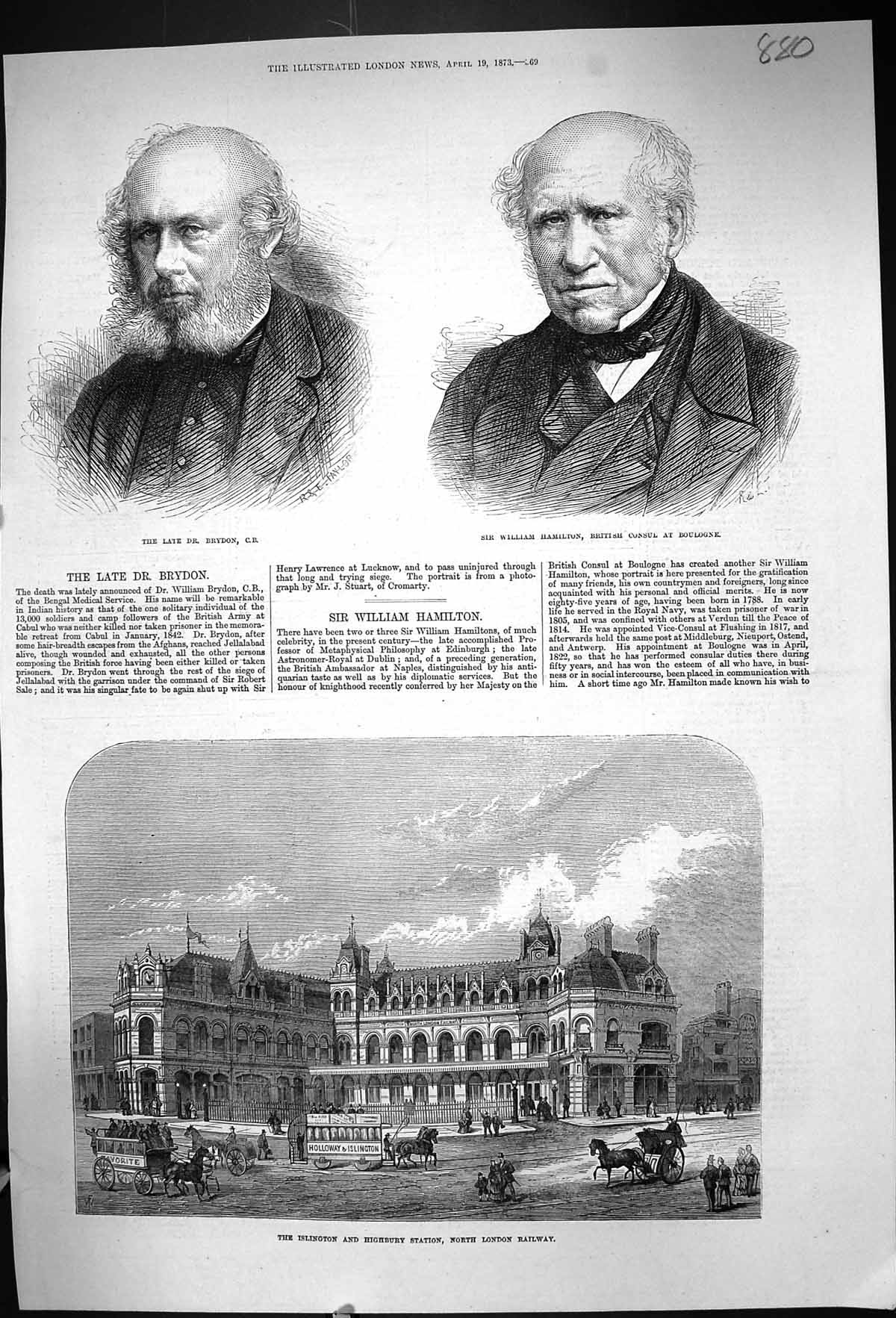 Old 1873 Islington Highbury Station London Railway Brydon William Ham Victorian