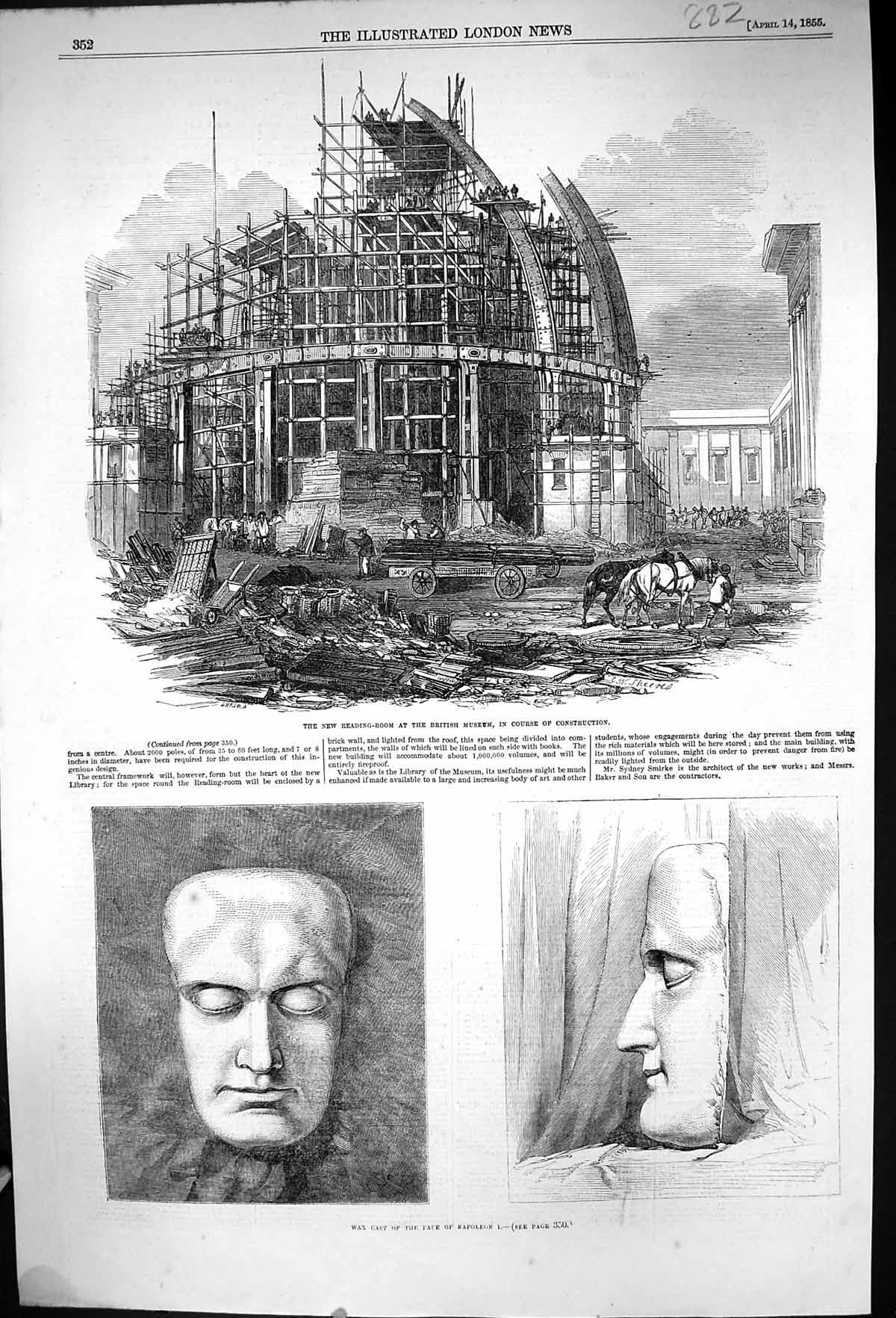 Old 1885 Wax Cast Face Napoleon Reading-Room British Museum Construct Victorian