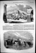 Antique Old Print 1855 Principal Square Arequipa Peru Port Islay Revolution