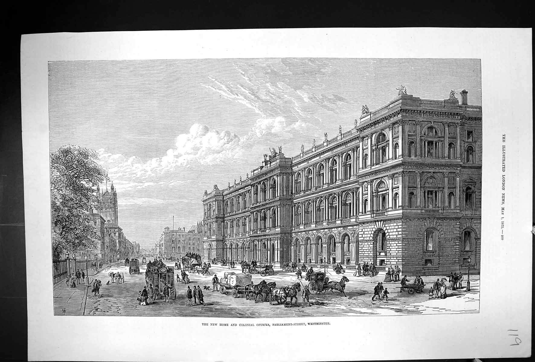 Old 1875 Home Colonial Offices Parliament Street Westminster Architec Victorian