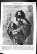 Old Antique Print 1861 Roman Bagpiper Music Gilbert Water-Colour Society 19th