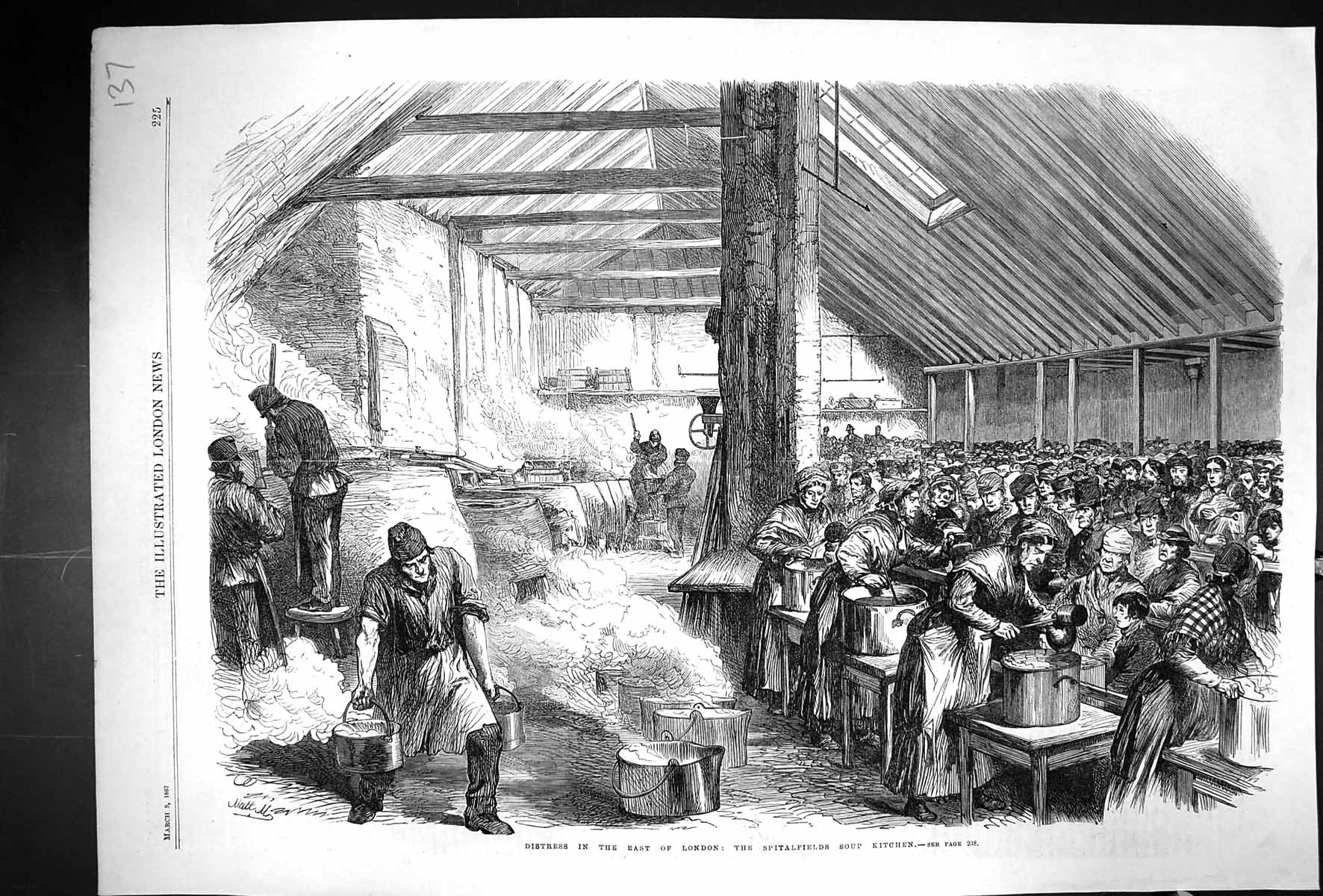 Old 1867 Distress East End London Spitalfields Soup Kitchen Poor Peop Victorian