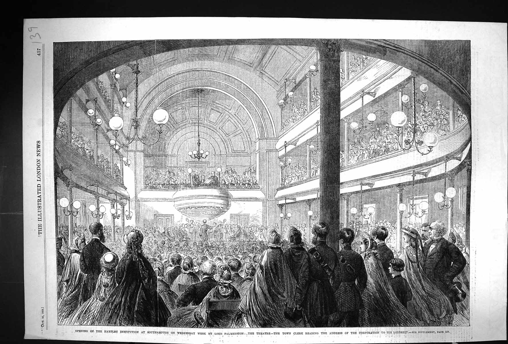Old 1862 Hartley Institution Southampton Lord Palmerston Theatre Town Victorian