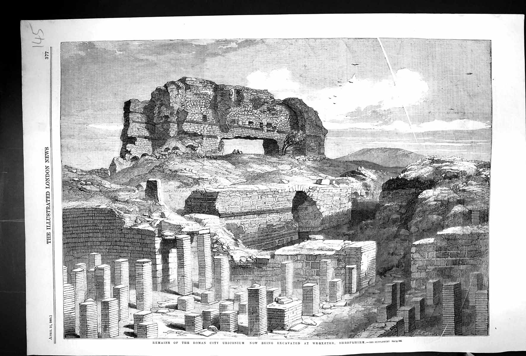 Old 1859 Remains Roman City Uriconium Archaeology Wroxeter Shropshire Victorian