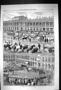 Old Antique Print 1859 Cattle Show Halifax England Horses Cows Prize Ring 19th