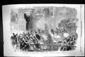 Antique Old Print 1856 Burning Covent Garden Theatre Fire Flight Masqueraders