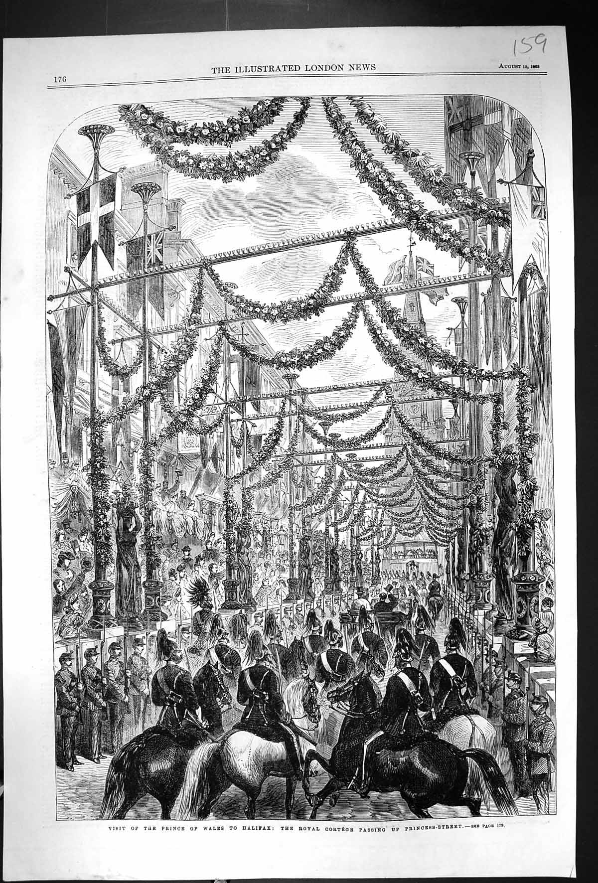 Old 1863 Visit Prince Wales Halifax Royal Cortege Passing Princess St Victorian