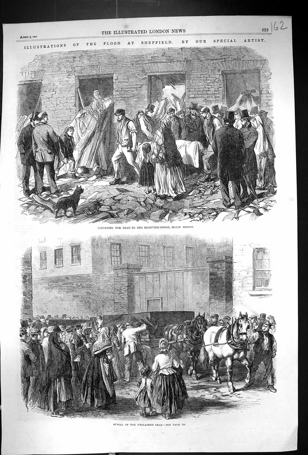 Old 1864 Sheffield Floods Dead Bodies Receiving House Malin Bridge En Victorian