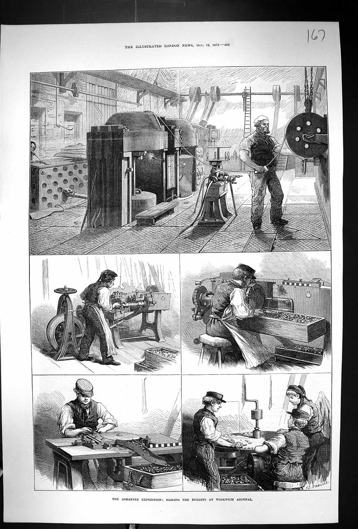 Old 1873 Ashantee Expedition Making Bullets Woolwich Arsenal Industry Victorian