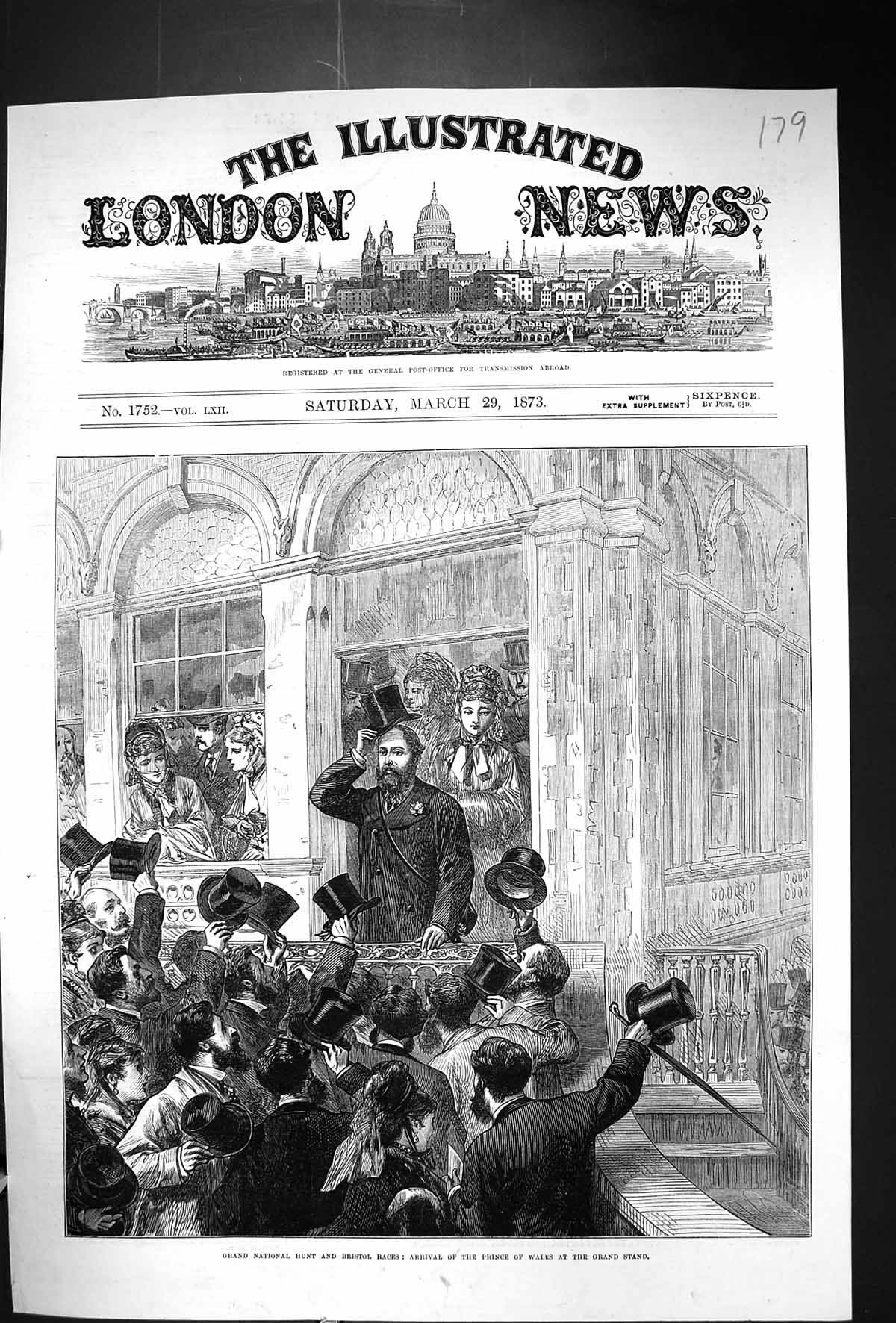 Old 1873 Grand National Hunt Bristol Races Arrival Prince Wales Stand Victorian