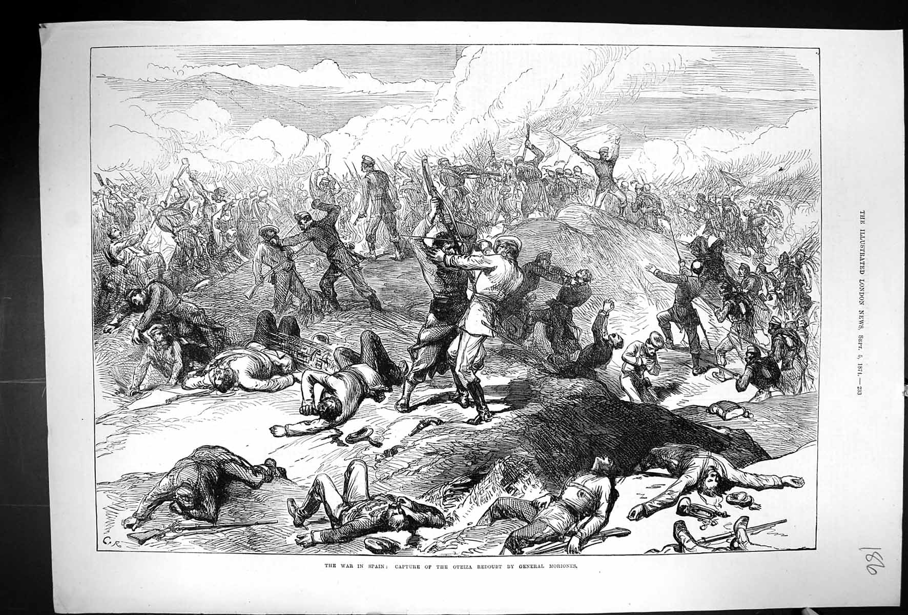 Antique Print 1874 War Spain Capture Oteiza Redoubt General Moriones Siers 19th