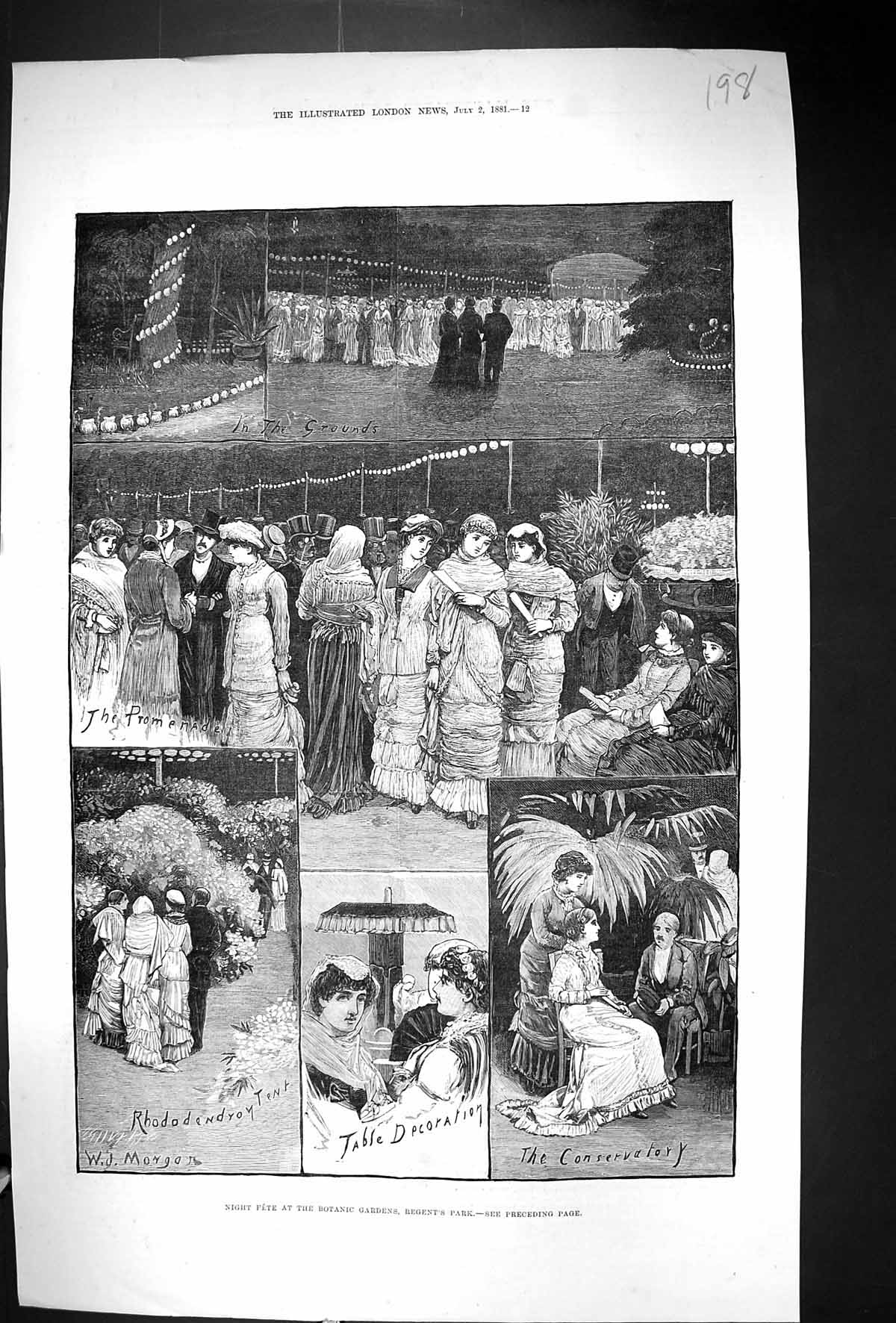 Old 1881 Night Fete Botanic Gardens Regent'S Park Promenade Fine Art Victorian