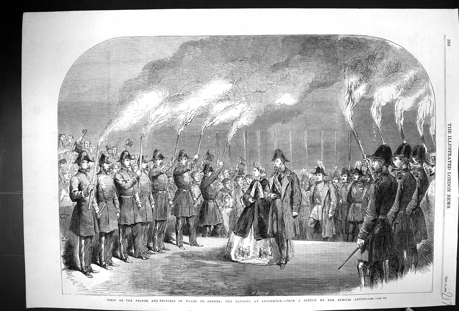 Antique Old Print 1864 Prince Princess Wales Sweden Landing Stockholm Siers