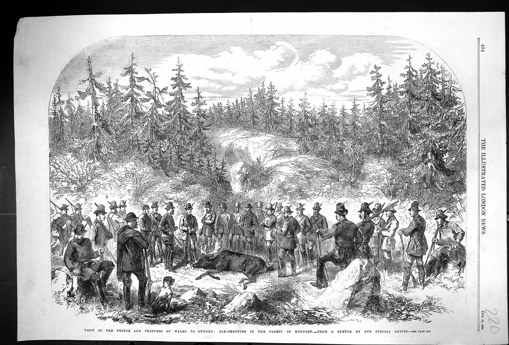 Old 1864 Prince Wales Sweden Elk Shooting Forest Hogtorp Hunting Spor Victorian