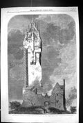 Antique Print 1861 National Wallace Monument Abbey Craig Stirling Scotland 19th