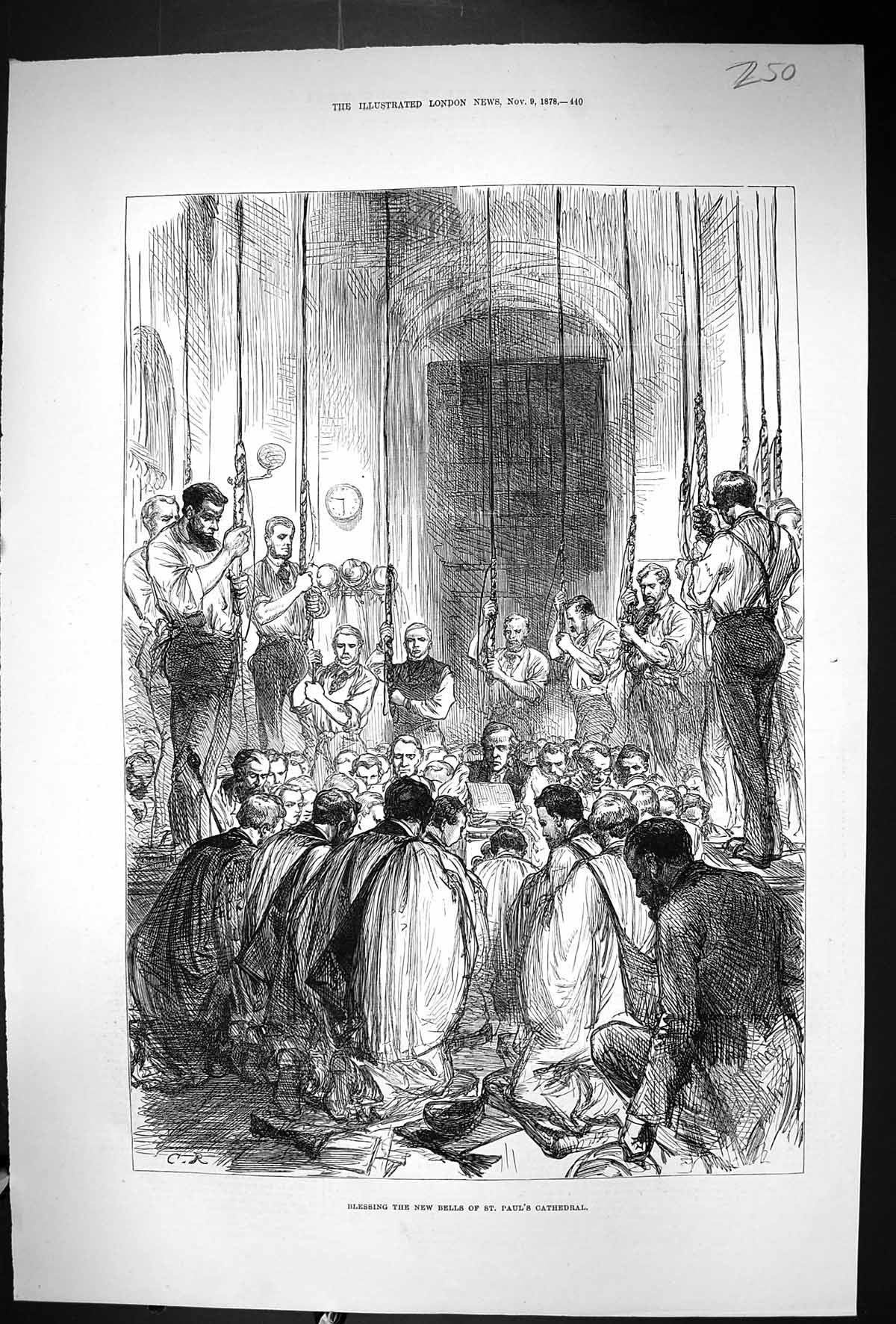 Antique Print 1878 Scene Blessing Bells St. Paul'S Cathedral London England