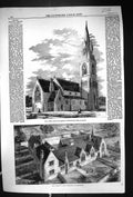 Antique Old Print 1858 Church Stantonbury Wolverton School House Architecture